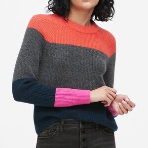 Banana Republic Aire Color-Blocked Wool Blend Long Sleeve Crew Neck Sweater M